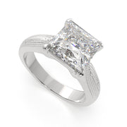 Valentina Princess Cut Solitaire Tapered Milgrain Engagement Ring Setting - Nivetta